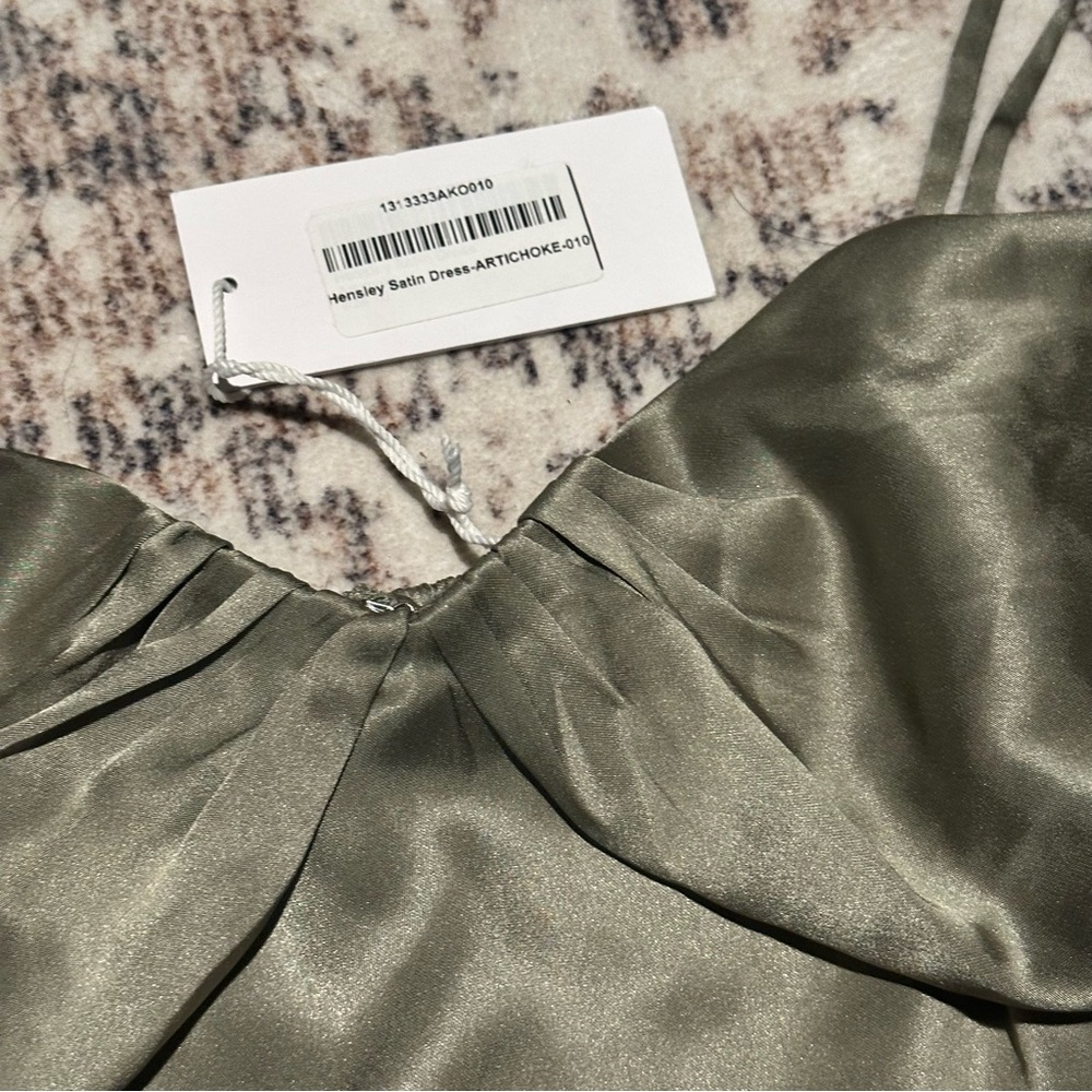Reformation Hensley Satin Midi Dress Artichoke Green Removable Straps Size 10‎ - Picture 8 of 8